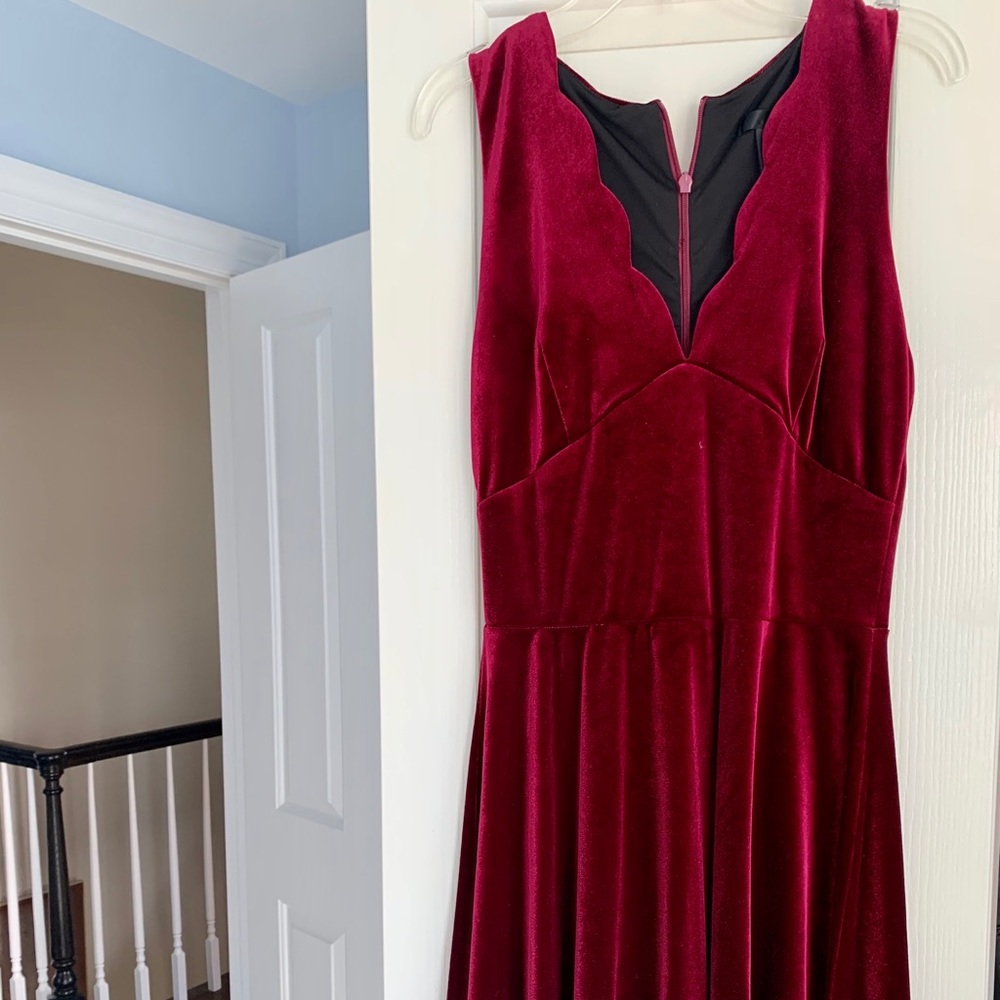 Red velvet cocktail dress